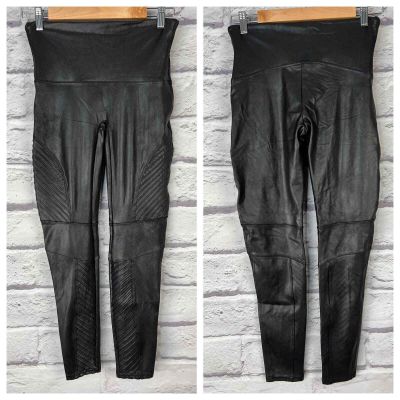 SPANX Women's XL Faux Leather Moto High Waist Pull On Leggings Black 20136R